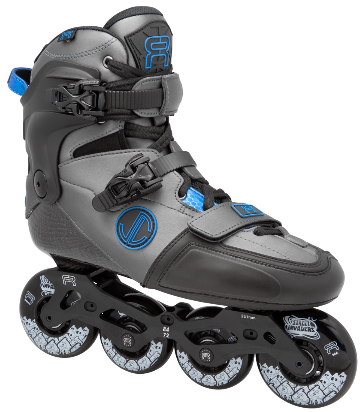 FR SL Seven inline skate IN GREY AND blue for freeride and with a lot of ankle movement